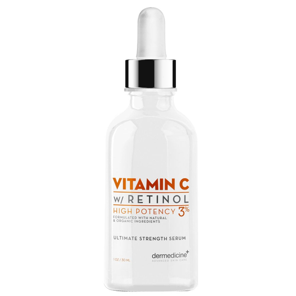 Vitamin C & 3% Retinol Anti-Aging Serum - Reduces Fine Lines & Brightens Skin Tone | Professional Grade Quality