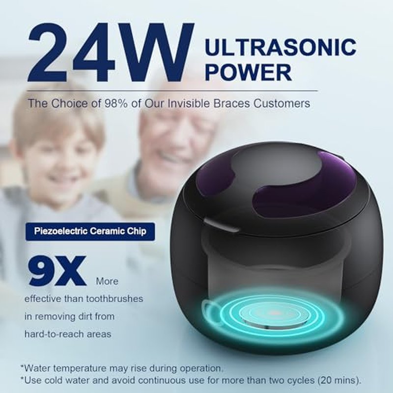 Upgraded Ultrasonic Retainer Cleaner, 45kHz Retainer Cleaner Machine for Denture Cleaner, Retainer Cleaner, Mouth Guard Cleaner, Night Guard Cleaner, Denture Cleaner with 200ML Dental Cleaning Pod