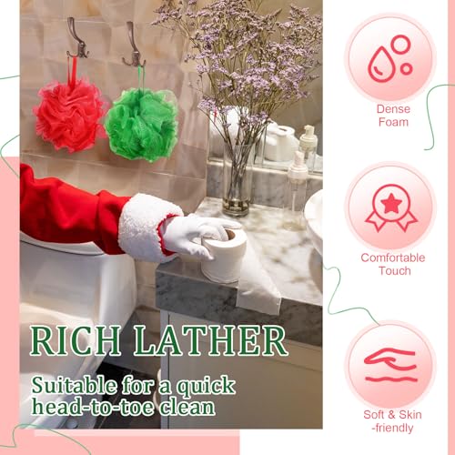 12 Pcs Halloween Bath Loofah Sponge Orange Black Loofah Exfoliating Body Scrubber Shower Sponge 50g Mesh Shower Pouf Balls Gift Set for Women Men Wedding Bathing Accessories