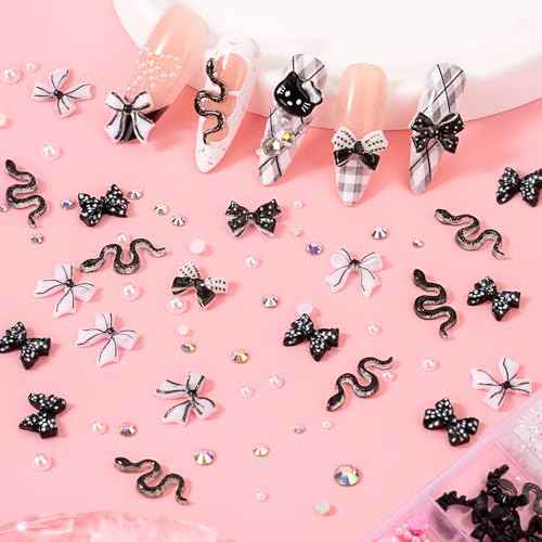 8000pcs 3D Nail Charms and Nail Gems, Cute Nail Rhinestones and Charms Y2K for Nails Nesign, Variety Butterfly Bow Moon Star Flower Junk Case Charms Gold Pearls Nail Jewels for Nail Art Decorations