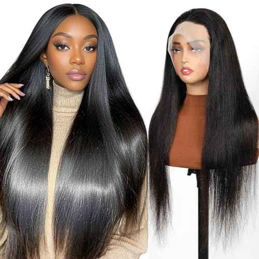 Full Lace Human Hair Wigs 16 Inch Glueless Straight Lace Wigs Human Hair Wig For Women 100% Handmade Invisible Full Lace Wig Natural Black