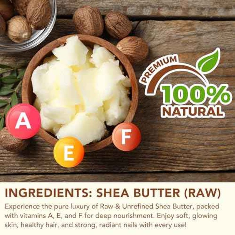 Raw & Unrefined Shea Butter for Body, Face & Hair, Pure Shea Butter with vitamins A, E & F, Long-Lasting Hydration for Dry Skin, Hair Care, DIY Lip Balm, Natural Moisturizer