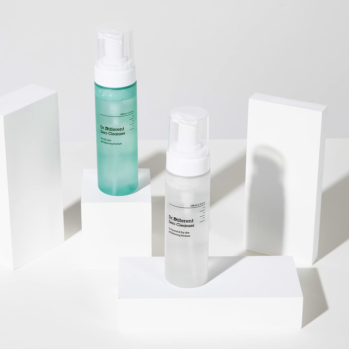 Dr.Different Zero Cleanser for Normal & Dry Skin - Hypoallergenic pH 5.5 Face Bubble Foaming Cleanser with Hyaluronic Acid and Ceramide, Moisturizing and Soothing, 6.76 fl.oz.
