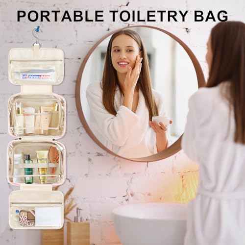 TOPEAST Travel Hanging Toiletry Bag Initial Makeup Bag for Women Teen Girls - Birthday Gifts for Women Teen Girls, Gifts for Daughter Sister Friends Mom Her - Letter A, Blue