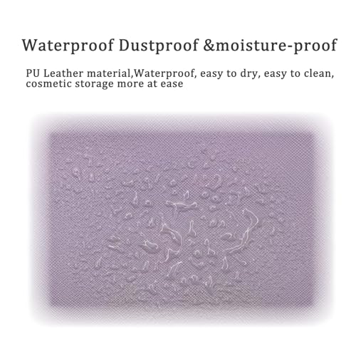 Small Makeup Bag for Purse, Travel Makeup Bag with Zipper, Pu Leather Makeup Pouch, Cosmetic Bags for Women,Travel Make Up Bag (1, Purple)