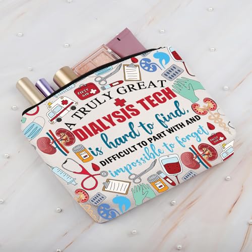 BDPWSS Dialysis Nurse Gift Dialysis Technician Gift A Truly Great Dialysis Tech Is Hard To Find Nephrology Tech Makeup Bag (Truly dialysis tech bag)
