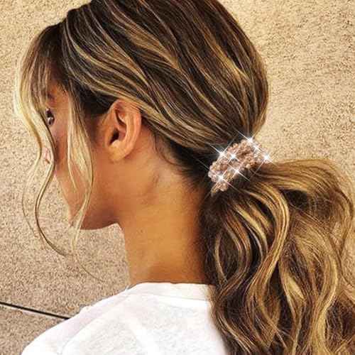 Fashey Rhinestone Hair Tie Fancy Ponytail Holders Sparkly Beaded Scrunchies Hair Accessories for Women (Type B)