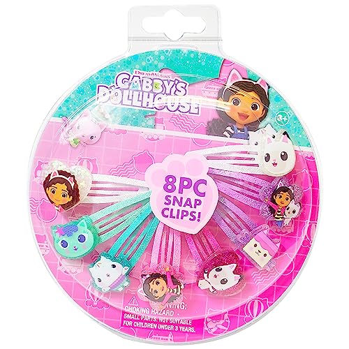 LUV HER Gabby's Dollhouse Kids Hair Clips for Girls Snap Clips 8 Pack Multi Color Ages 3+