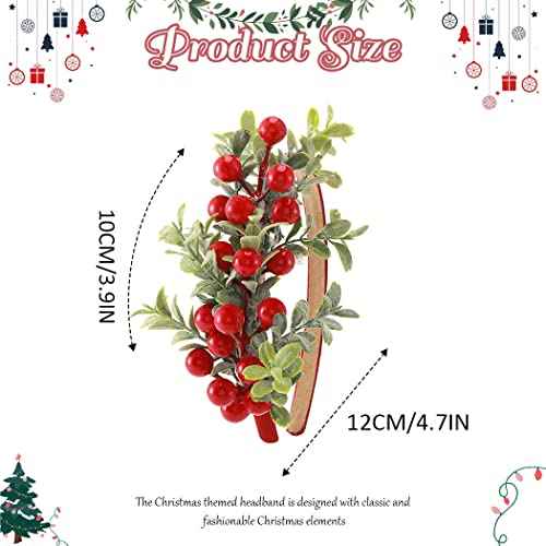 Catery Christmas Headbands Reindeer Antler Xmas Hair Hoop Headpiece Berry Christmas Party Headwear for Women and Girls