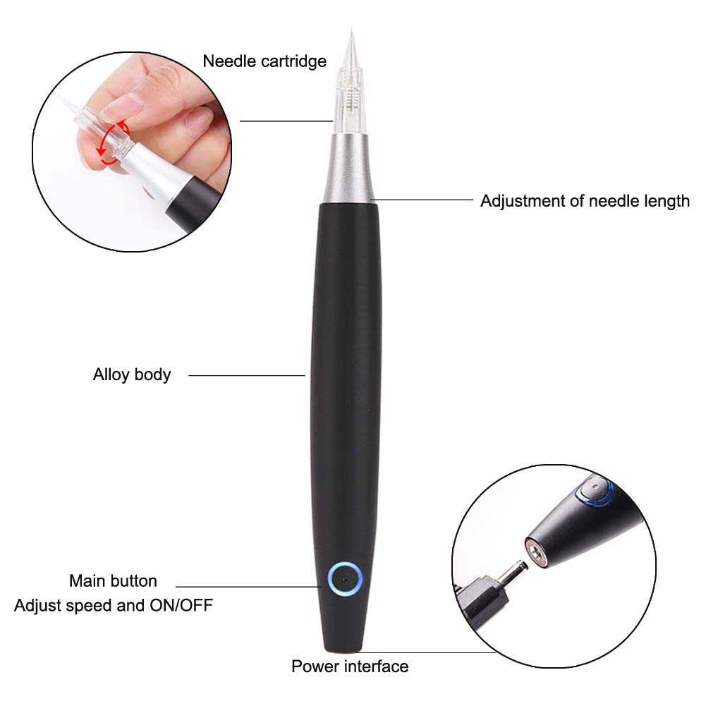 Wireless Permanent Eyebrow Makeup Pen Professional Rechargeable Rotary Machine Device With 10PCS Needles For Eyebrows,Eyeliners, Lips