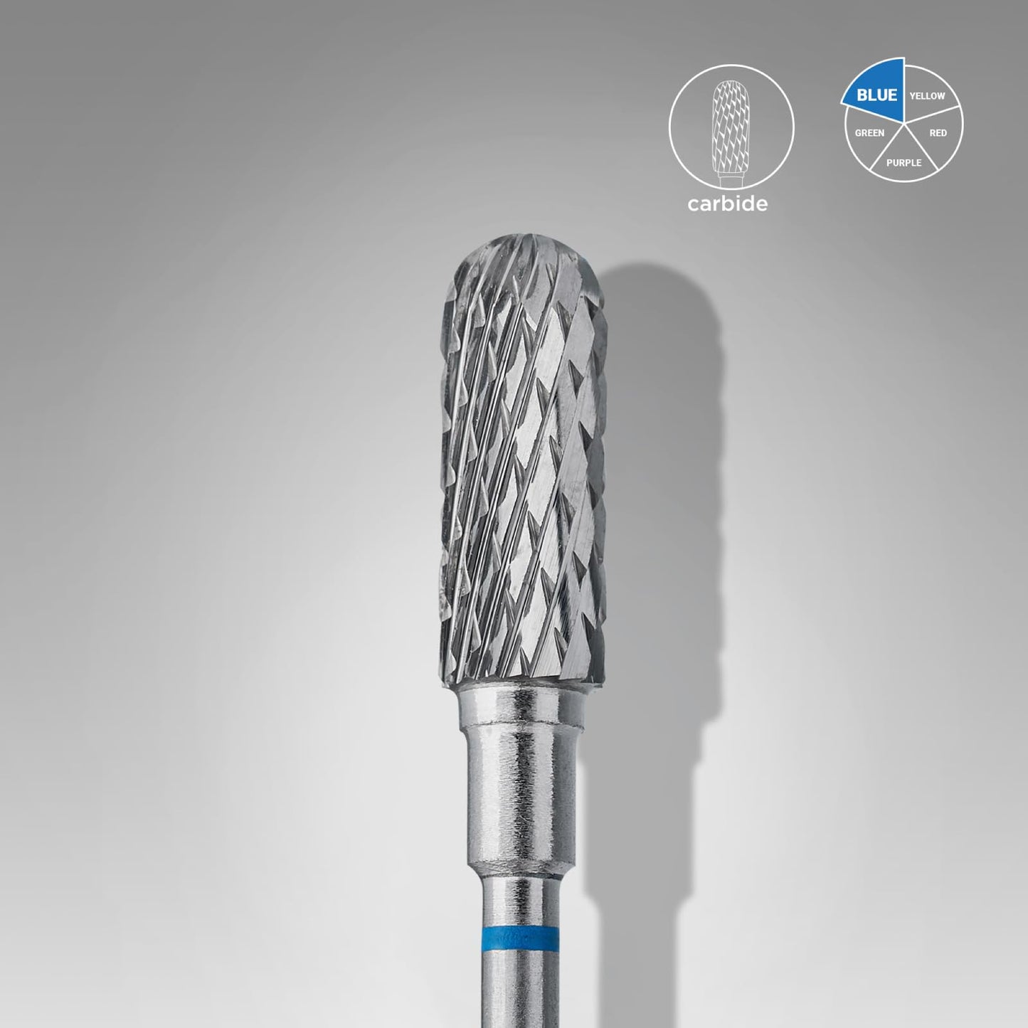 STALEKS PRO Expert Carbide Nail Drill Bit (Rounded Cylinder, Blue, 5mm Head / 13mm WP) – Medium Hardness for Artificial Nail Correction & Hyperkeratosis Removal in Hardware Manicure/Pedicure