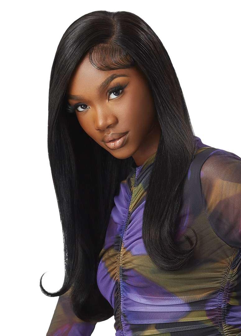 Outre 100% Human Hair Purple Pack Yaki 16" (1 Pack, OFF BLACK 1B)