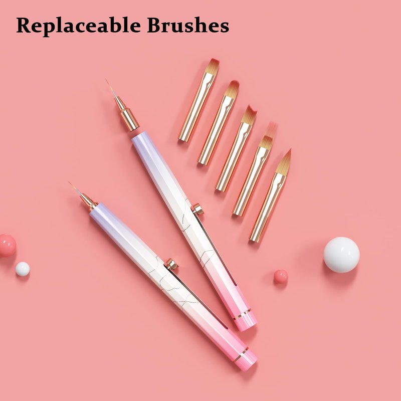 20PCS Nail Art Brushes Set, YIHUALE Retractable Builder Nail Extension Gel Brush, Gel Polish Art Design Pen Painting Tools, Nail Art Liner Brush and Dotting Pen for Salon, DIY (Pink+purple, 4+16PCS)