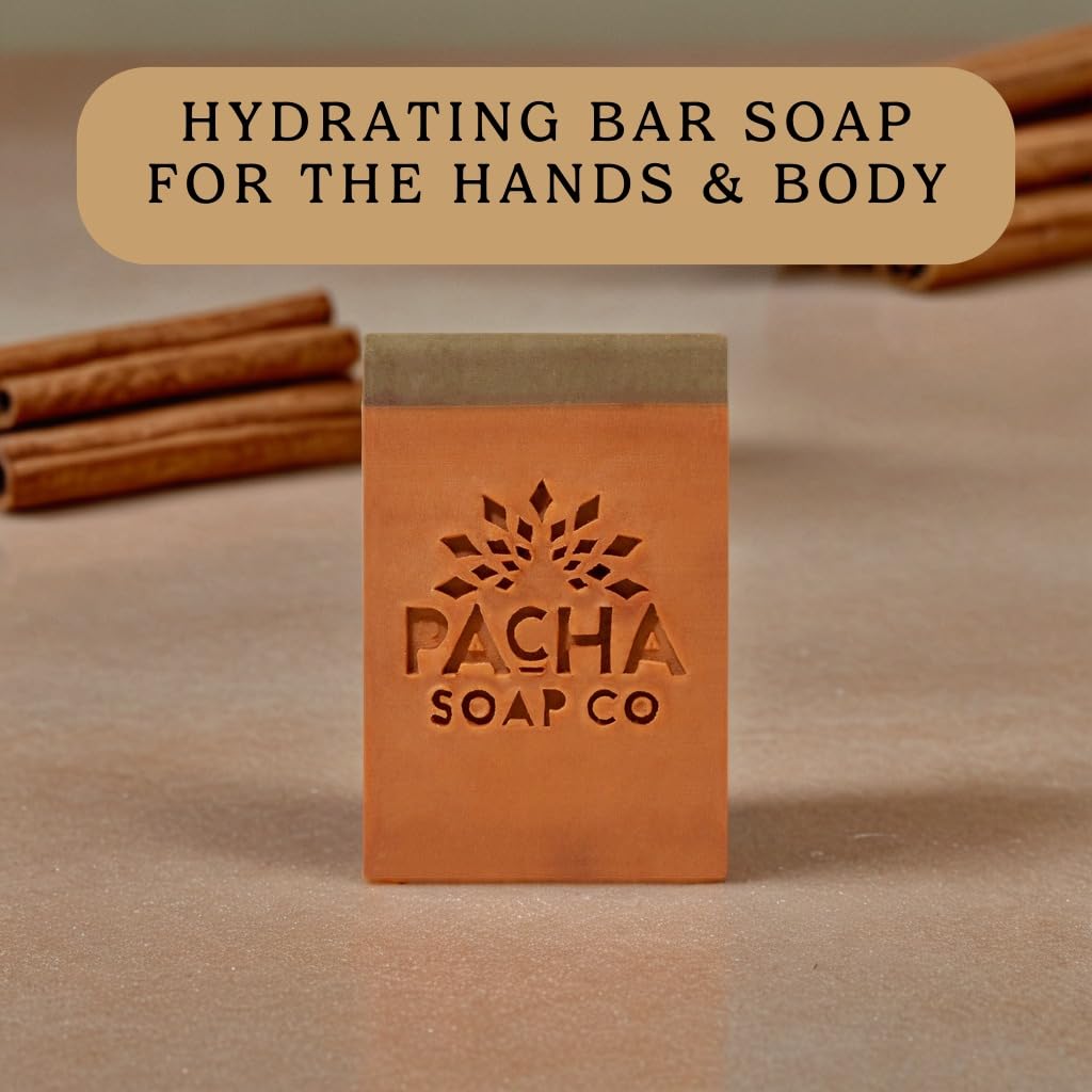 Pacha Soap Co. Caramel & Sea Salt Bar Soap - Roasted Pecans, Coffee & Brown Sugar Scent, Artisan Bar Soap for Hands, Face, and Body, Moisturizing, Handcrafted in the USA, 3-Pack (4 oz ea, 12 oz Total)
