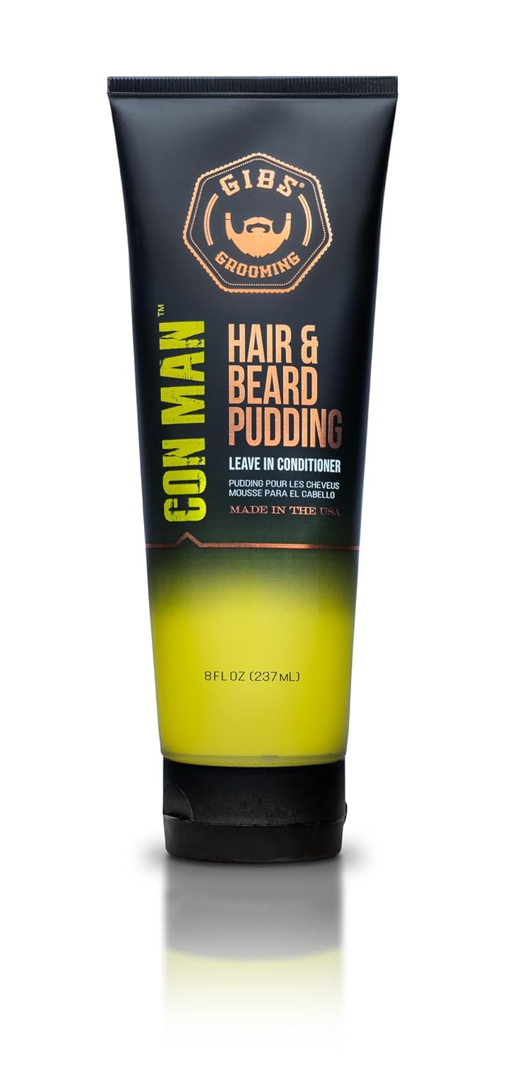 GIBS Con Man Hair & Beard Pudding - Leave-In Conditioner & Curl Definer | Moisturizing Formula