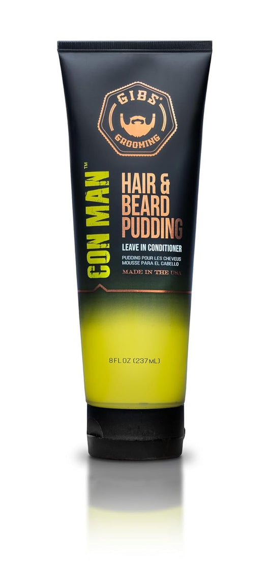GIBS Con Man Hair & Beard Pudding - Leave-In Conditioner & Curl Definer | Moisturizing Formula
