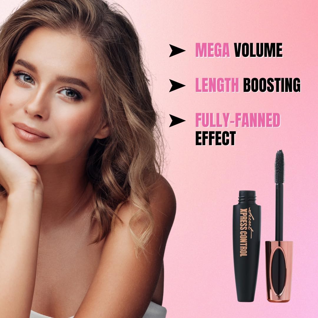 Two Pack: Silk Fiber Mascara 4D, Lengthening and Thickening, Secret Xpress Control - Long Lasting & Smudge-Proof, All Day Exquisitely Full, Long, Thick, Lashes