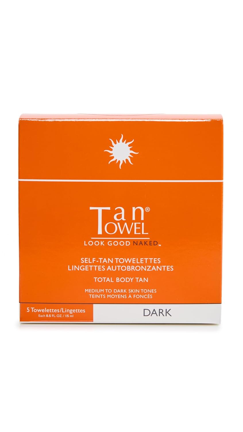 TanTowel Women's Full Body Tan Towelettes - Dark Self-Tanning Towelettes | 5 Pack, 0.5 Fl Oz Each