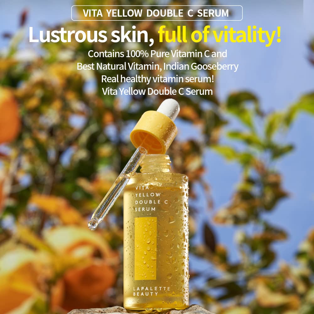 LAPALETTE Vita Yellow Double C Serum | Indian Gooseberry & 9 Essential Vitamins | Nourishing & Skin Firming Effects | Antioxidant Benefits | Blemish-prone skin | Korean Skincare 1.18 Fl.oz