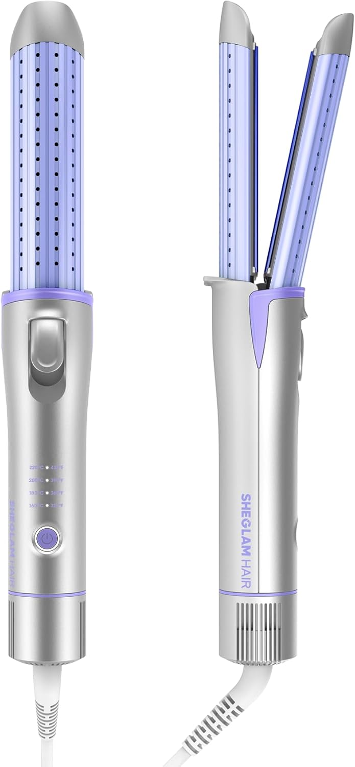 Manual Airflow Styler Curling Iron - 2 in 1 Hair Straightener & Curler with 360° Cool Air Lock | 1 Inch, Anti-Scald, 4 Temperature Settings