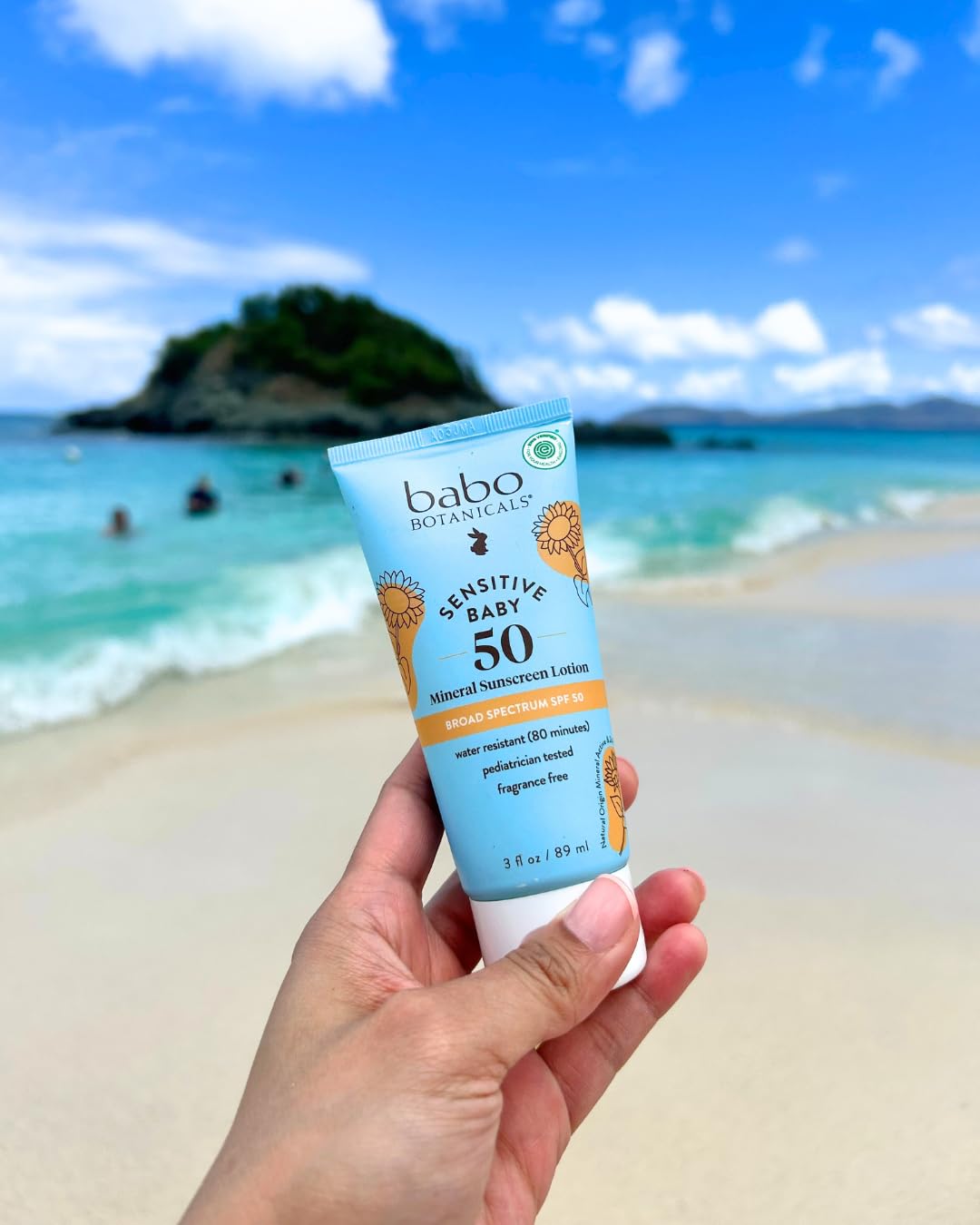 Babo Botanicals Sensitive Baby Mineral Sunscreen Lotion SPF50 Natural Zinc Oxide Face & Body Fragrance-Free WaterResistant - EWG Verified Vegan Extra Sensitive Skin For Babies & Kids (Pack of 2)