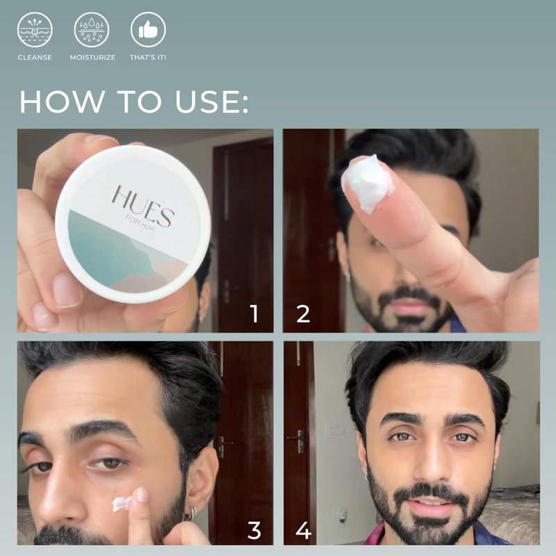 HUES FOR HIM Tinted Moisturiser – Hydra Boost BB Cream with Hyaluronic Acid for Men, Even Skin Tone & Daily Hydration, 30g