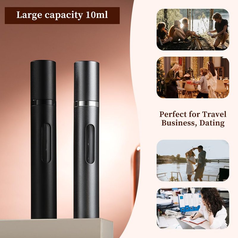 DIOHIO 10ml 3pcs Perfume Travel Refillable Bottle,Perfume Atomizer Travel Refillable, Bottom-Filling Fragrances Perfumes Bottle,Mini Cologne Dispenser,Portable Sprayer（Black-Grey-Silver）