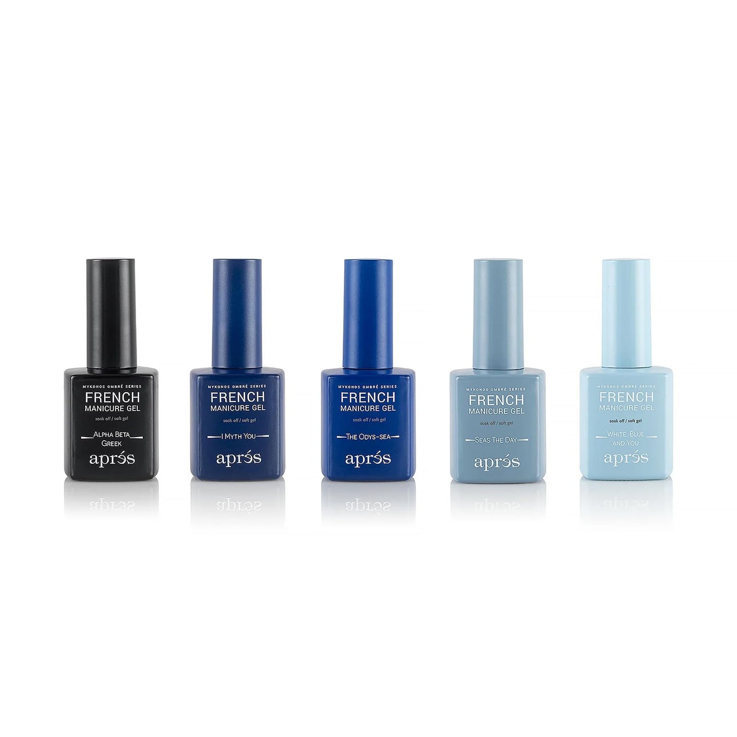 Apres Nail French Manicure Set - Mykonos | Includes 5 Ombre Color | Each Bottle 15mL / 0.5 Fl Oz | 2022 Version