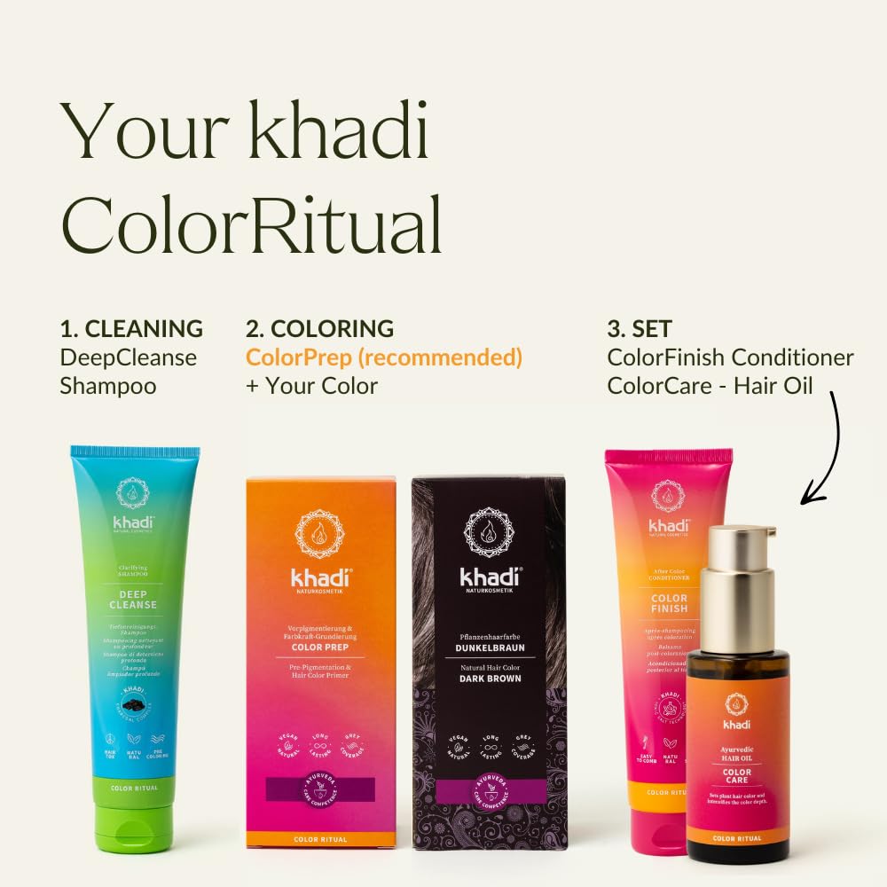 khadi DARK BROWN Natural Hair Color - Hair Color for deep, shiny dark brown to strong black brown - 100% herbal & natural - 3.5 oz