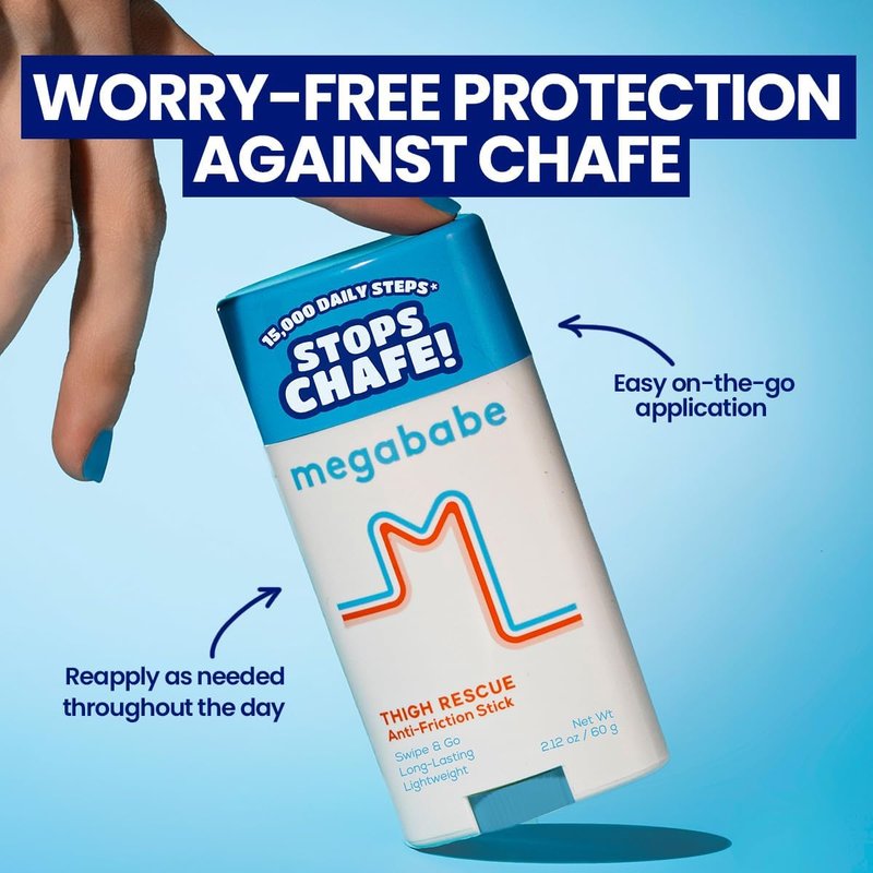 Megababe Thigh Rescue Anti-Chafe Stick - Prevent Skin Chafe & Irritation | Ideal for Thighs, Arms & Bra-Lines