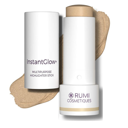 Rumi Cosmetiques InstantGlow+ Multipurpose 4-in-1 Highlighter Stick For Older Women - Radiant Glow & Nourishing Formula - For Face, Shoulders, Decolletage - For Sensitive Eyes (Vanilla, Regular)