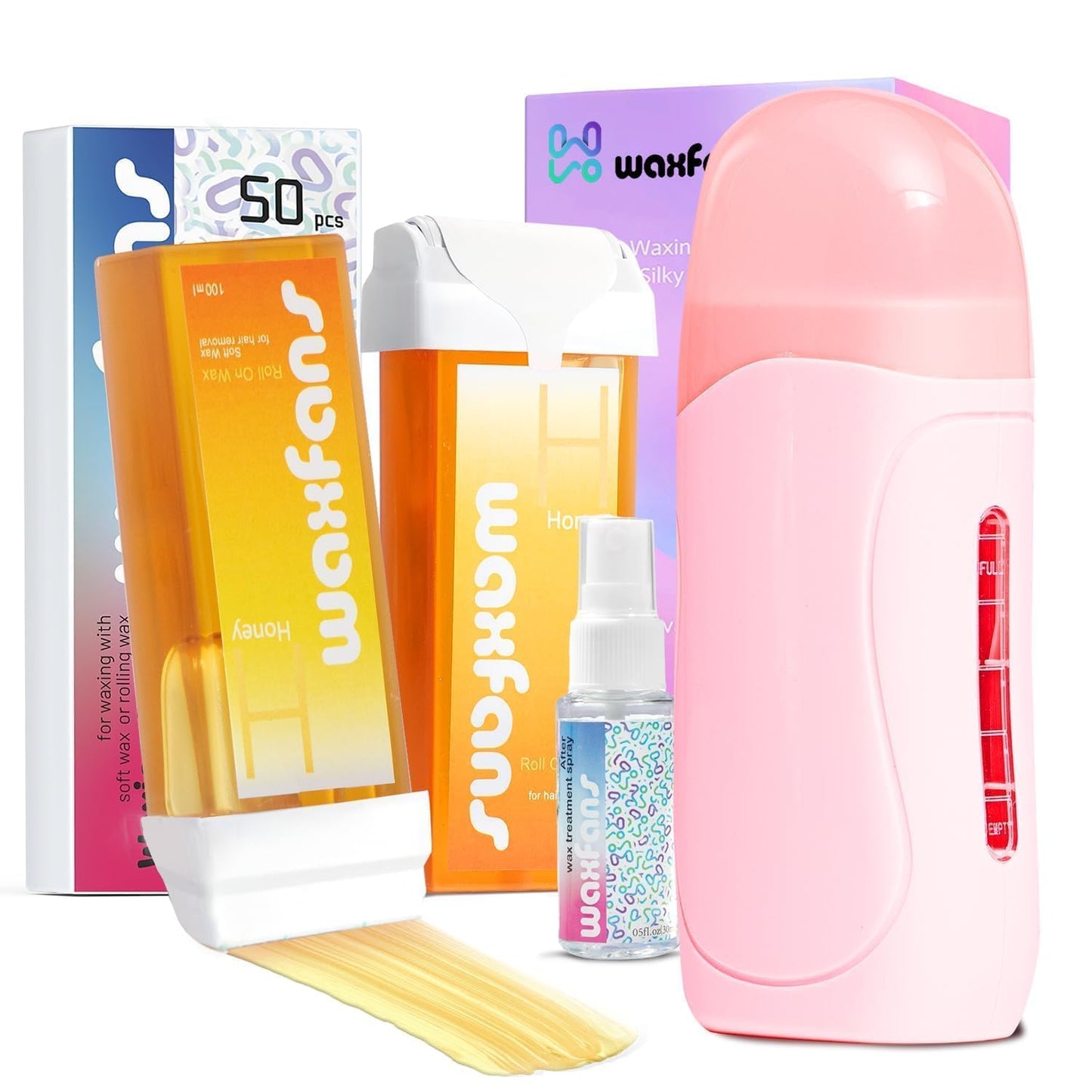 Wax Roller Kit - Easy Roll-On Hair Removal for Larger Areas | 50 Strips & 2 Rollers, Smooth Skin for 4-6 Weeks