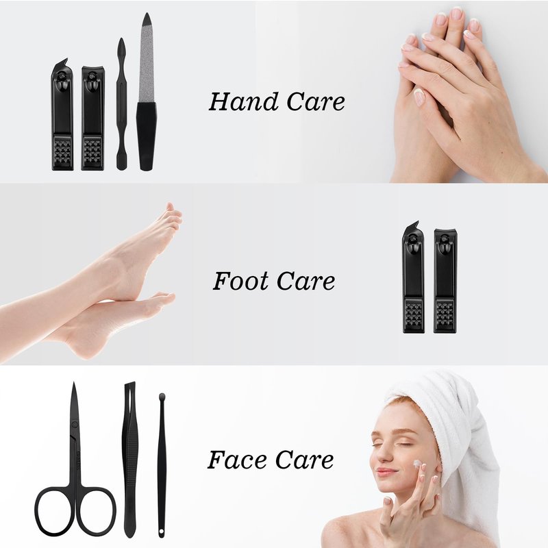 SOPOLISE Manicure Pedicure Set Personal Care Nail Clipper Kit 7 PCS Manicure and Pedicure Kit Nail Care Kit for Men Suitable for Travel(Gray) Present for Men Husband Boyfriend Parent