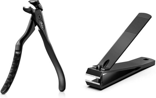 Ergonomic Nail Clipper for Seniors - Long Handle Toenail & Fingernail Trimmer with Catcher - Precision Black Clipper for Thick Nails