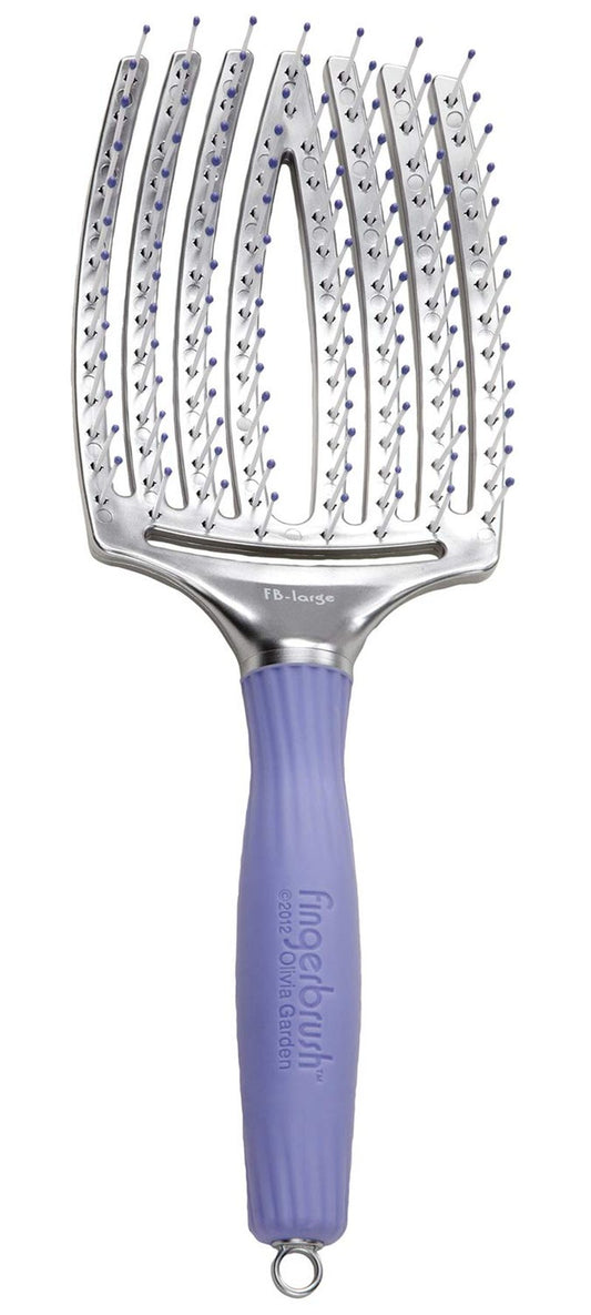 Olivia Garden Fingerbrush Curved and Vented Paddle Brush for Blow Drying - Ideal for Styling and Detangling All Hair Types - Scalp Massager Brush, Large