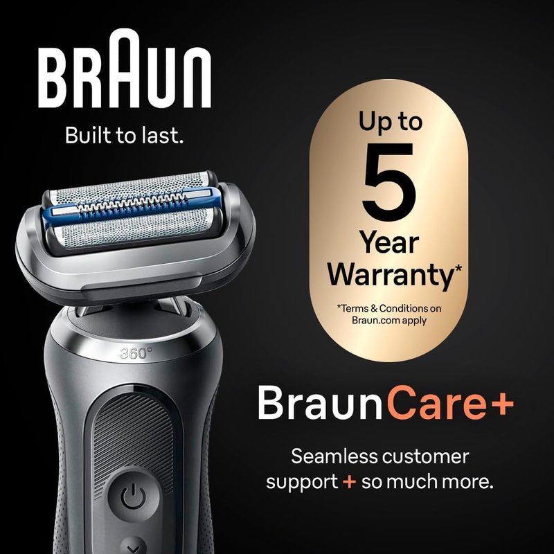 Braun Electric Shaver for Men - Series 7 7185cc | Waterproof Wet & Dry Shaving Kit with Beard Trimmer, 60 Min Runtime