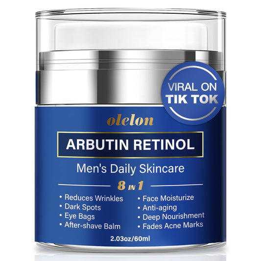 8-in-1 Face Cream for Men, mens face moisturizer with Alpha Arbutin, Retinol, Collagen and Hyaluronic Acid, Anti-Aging Face Cream for Men, Eye Bags Treatment & Wrinkle Cream 2.03oz