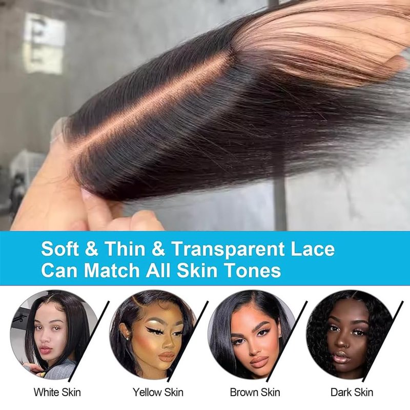2x6 Hd Lace Closure Straight Indian Virgin Human Hair,20Inch Middle Part Pre Plucked Natural Hairline Transparent Swiss Lace Closure Human Hair