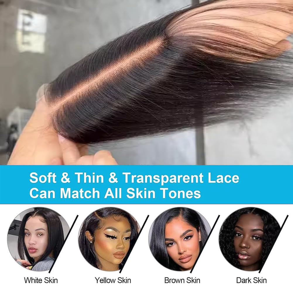 2x6 Hd Lace Closure Straight Indian Virgin Human Hair,20Inch Middle Part Pre Plucked Natural Hairline Transparent Swiss Lace Closure Human Hair