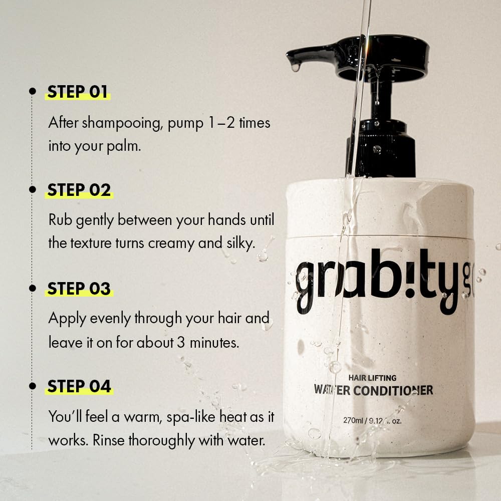 grabityg0.0 Hair Lifting Water Conditioner - Volumizing Conditioner for Thinning Hair with Hyaluronic Acid and Silk Keratin, Vegan, Free from Sulfates and Parabens, 9.12 fl.oz.