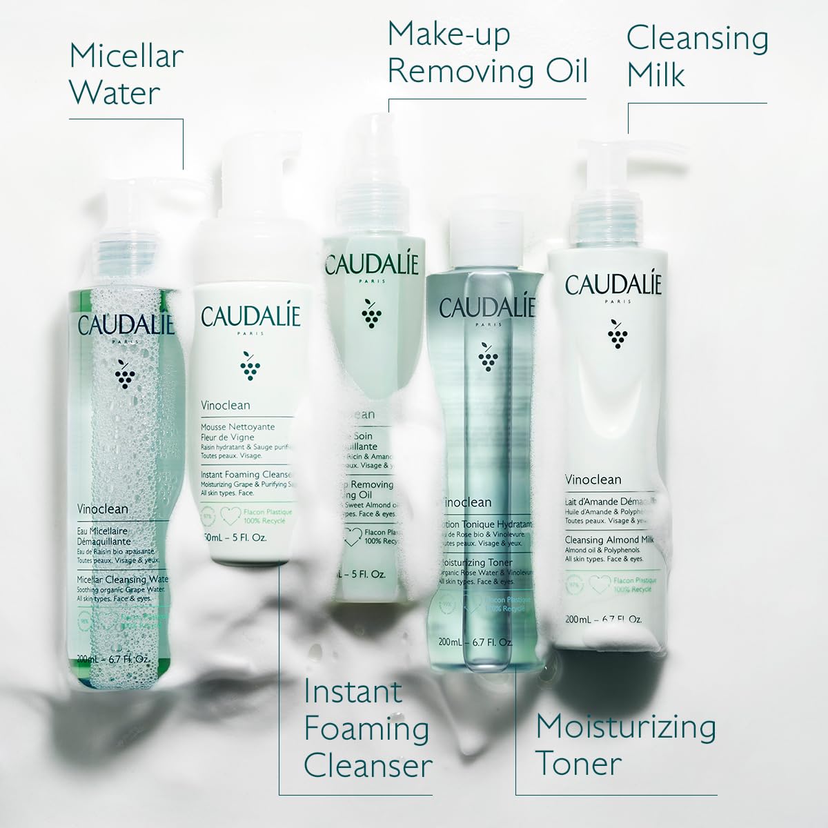 Vinoclean Gentle Instant Foaming Facial Cleanser - All Skin Types | Caudalie