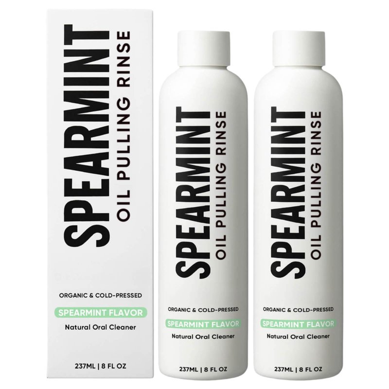 Spearmint Oil Pulling Rinse – with Organic Cold-Pressed Coconut Oil ＆ Mentha Haplocalyx Oil, Natural Mouthwash for Fresh Breath, Healthy Gums & Teeth Whitening, 8 fl oz (2)