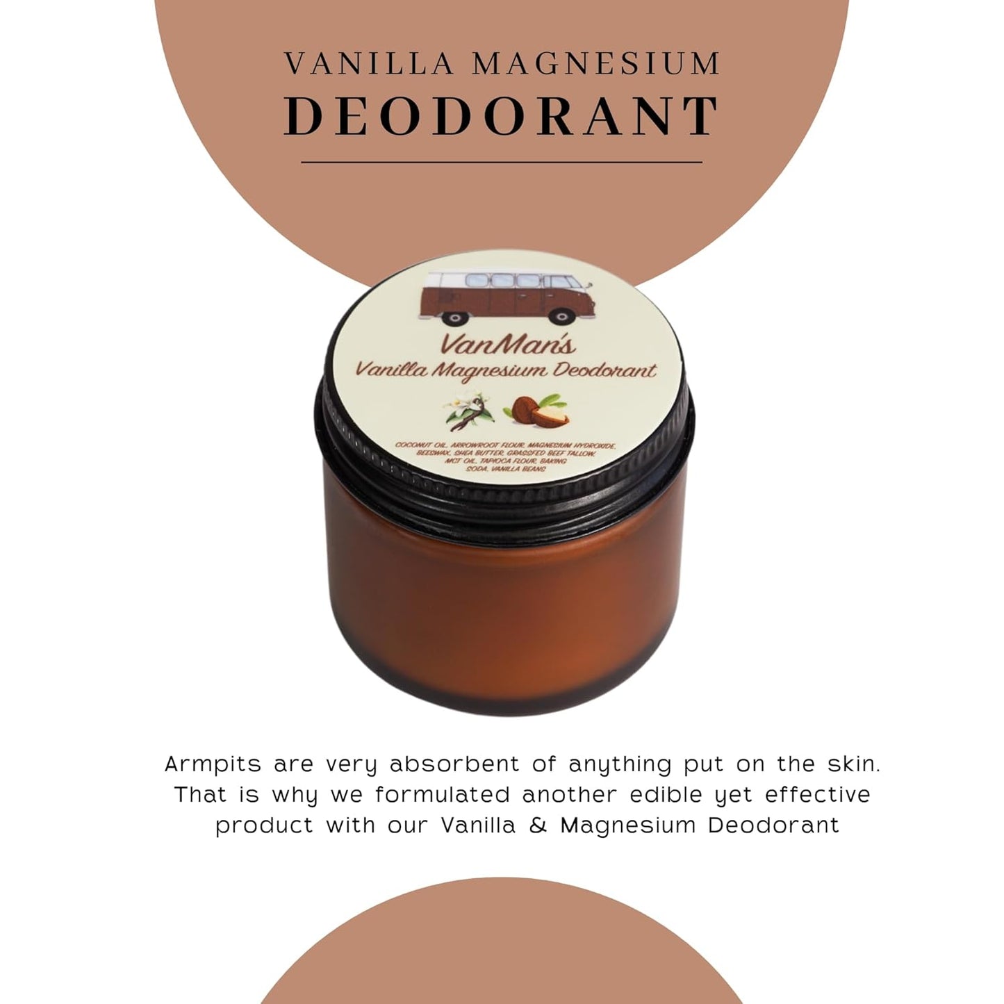 Magnesium & Vanilla Jar Deodorant - Natural Aluminum-Free Formula | Effective Odor Control with Tallow & Shea Butter - 2.8oz