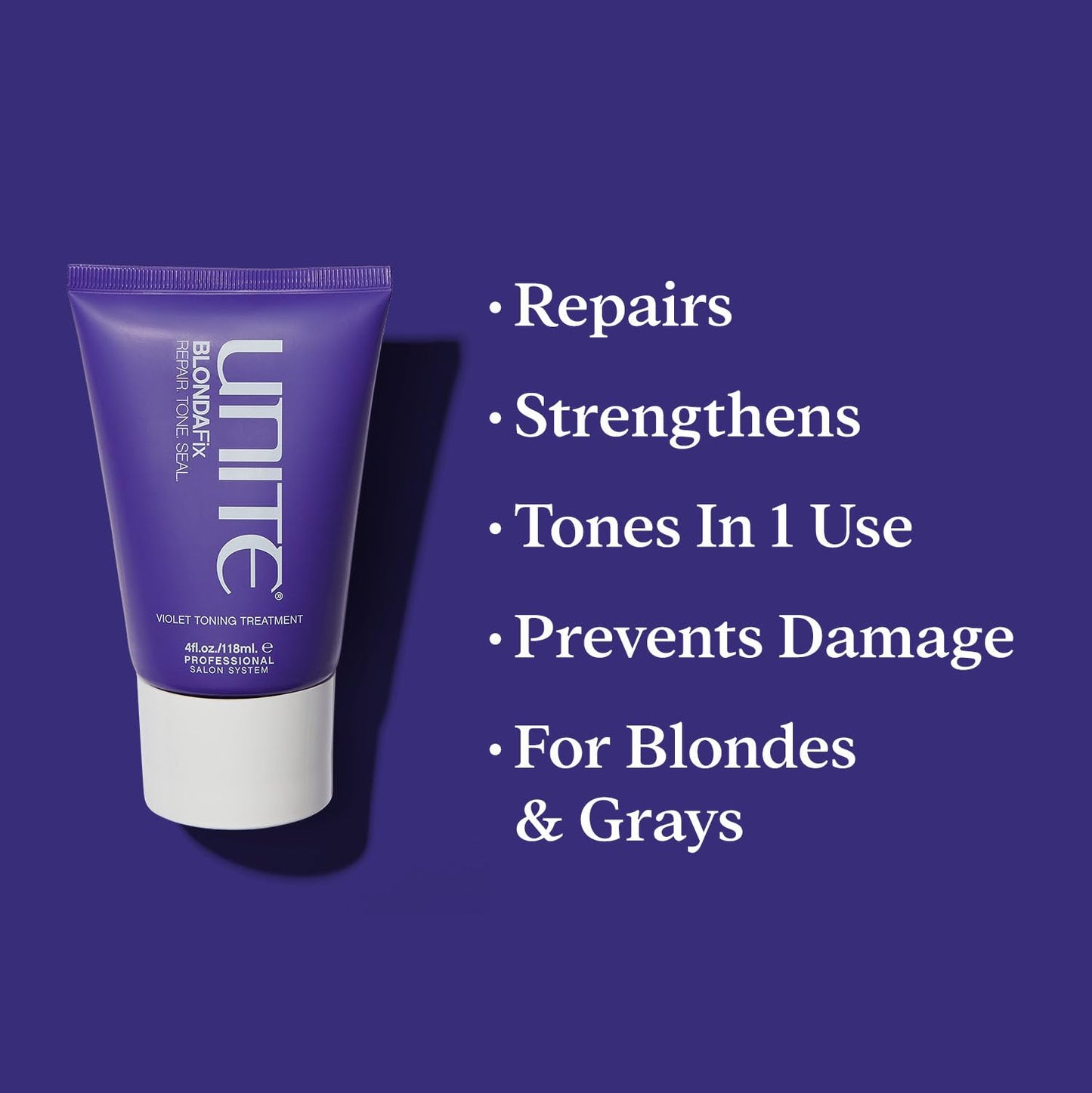 UNITE Hair – BLONDA Fix – Ultra-Violet Repair Treatment to Tone, Strengthen & Brighten Blonde, Gray & Highlighted Hair – Reduces Brass & Damage – 4 Fl Oz