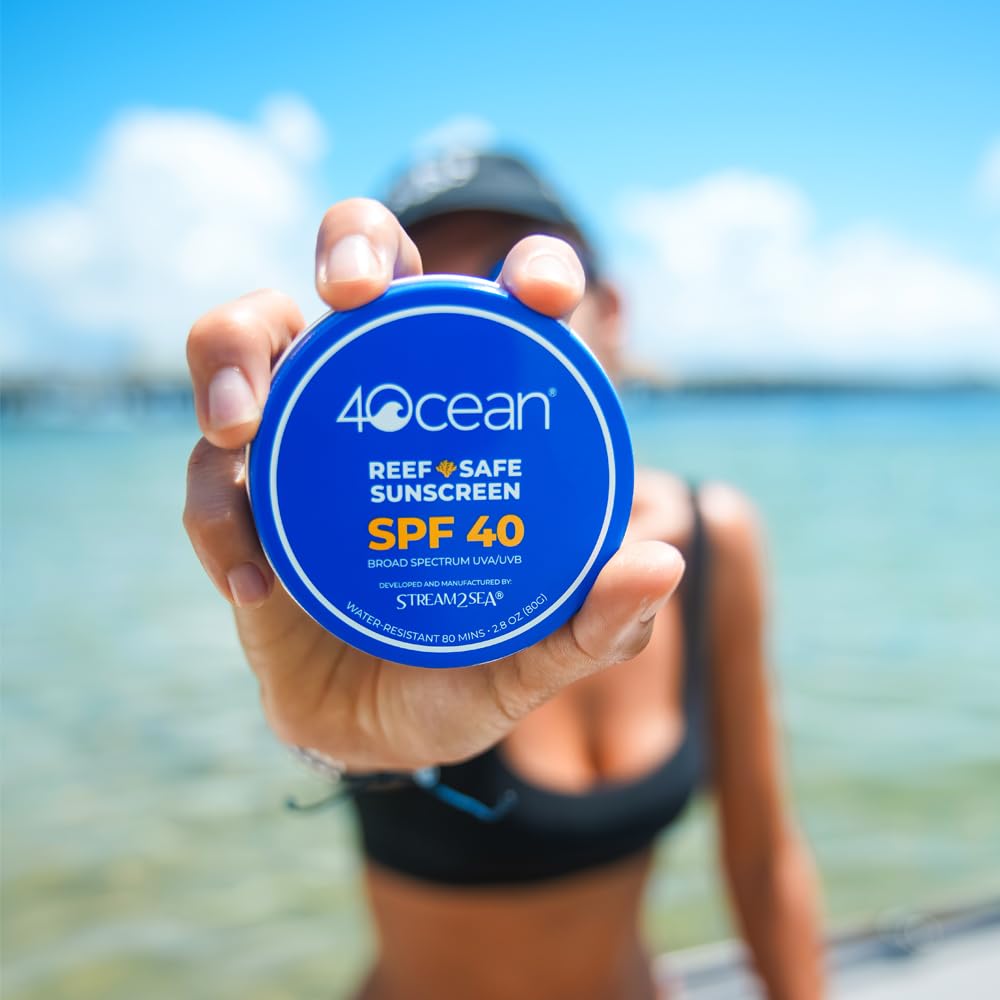 4ocean Reef-Safe Sunscreen SPF 40 - Broad Spectrum UVA/UVB Protection - Ocean-Friendly, Water-Resistant, Non-Nano Zinc Oxide Formula - 2.8 oz (Each tin funds removal of 1 pound of trash)
