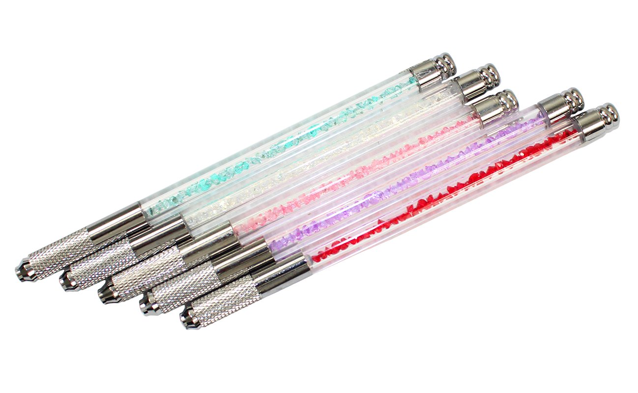 Crystal Transparent Microblading Pen - Manual Tattoo Eyebrow Pen for Permanent Makeup | 5-Pack