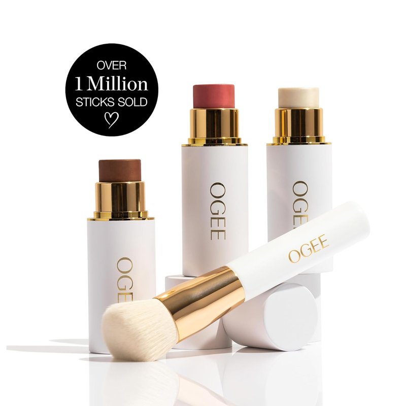 Ogee Face Stick Trio - Organic Bronzer, Blush & Highlighter Set for Flawless Makeup | 3-Piece Collection