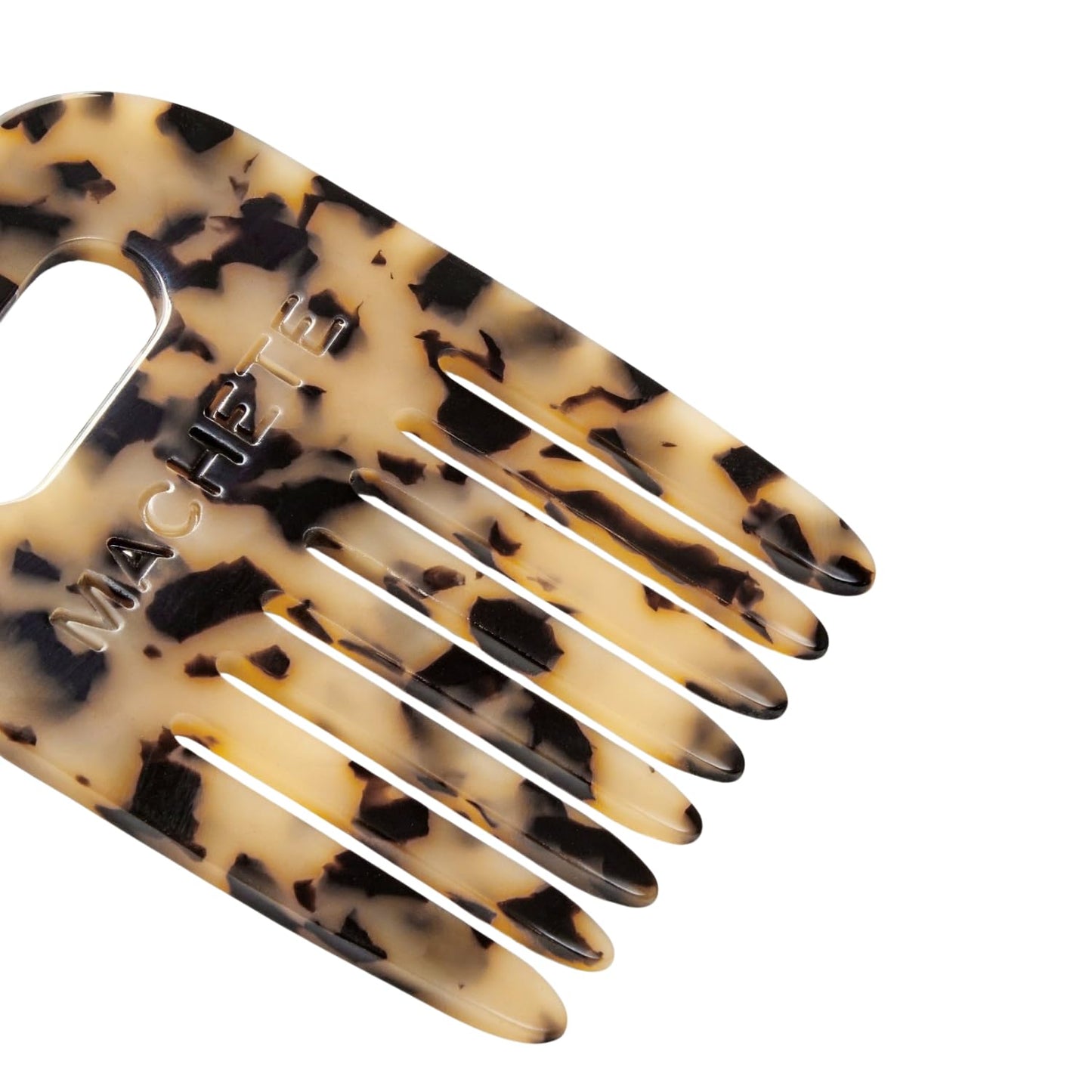 MACHETE No. 4 Comb Wide Tooth Handmade for Curly and afros - Hair Styling, Fine Dressing and Detangling Comb for Women and Men (Blonde Tortoise)