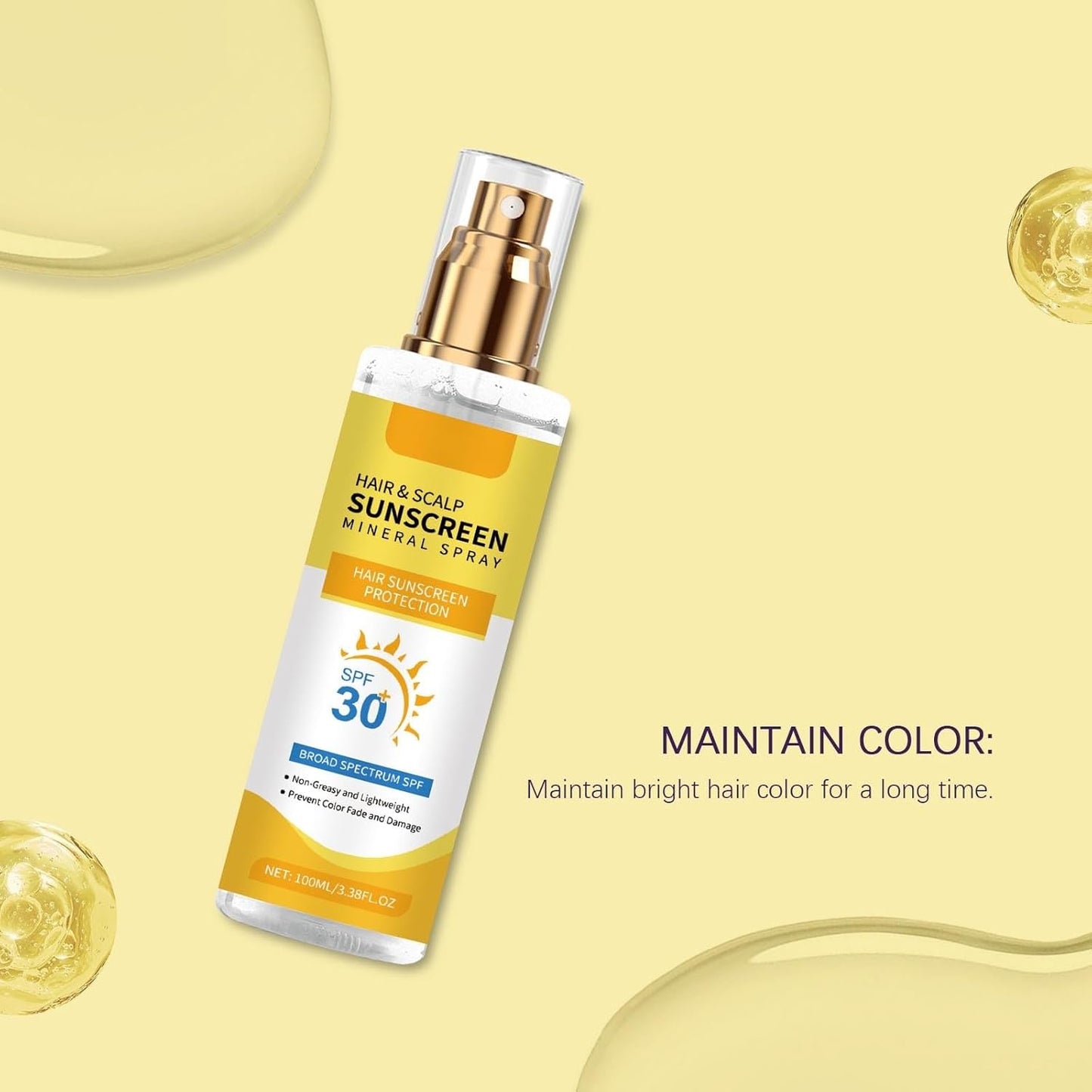 Hair & Scalp Sunscreen Spray SPF 30 - Color-Safe UV Blocker for Dyed Hair | Weightless Coconut Protection (1)