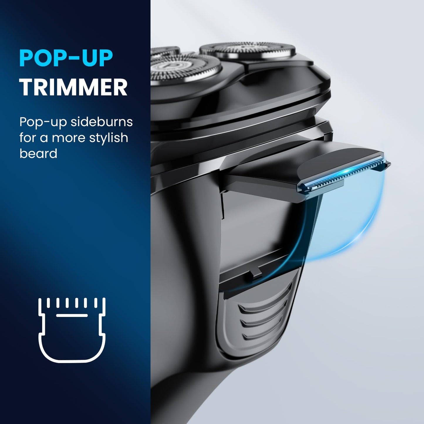 Electric Razor for Men Waterproof: Upgraded Rechargeable IPX7 Waterproof Shaver, Perfect for Men with Sensitive Skin and Travelers with Pop-Up Trimmer, Wet/Dry Shaving and Shower Use